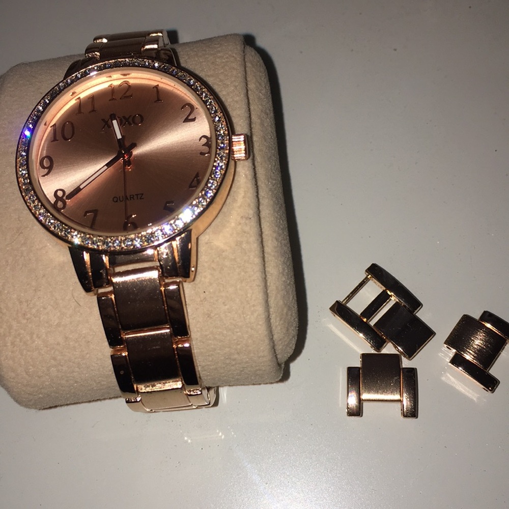 NWOT Rose gold and crystal xoxo watch